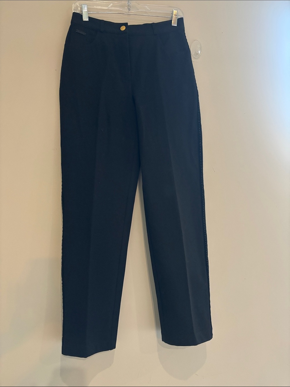 St John Sport By Marie Gray Black Classic Straight Fit emblelished side jeans - Picture 2 of 11